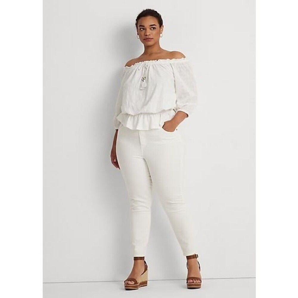 NEW Lauren Ralph Lauren Women's 2X Off-the-Shoulder Eyelet Jersey Top NWT $125 - Picture 2 of 5